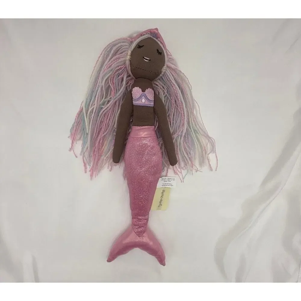 Cynthia Rowley Mermaid Doll Pink Glitter Tail Pastel Yarn Hair Plush Toy